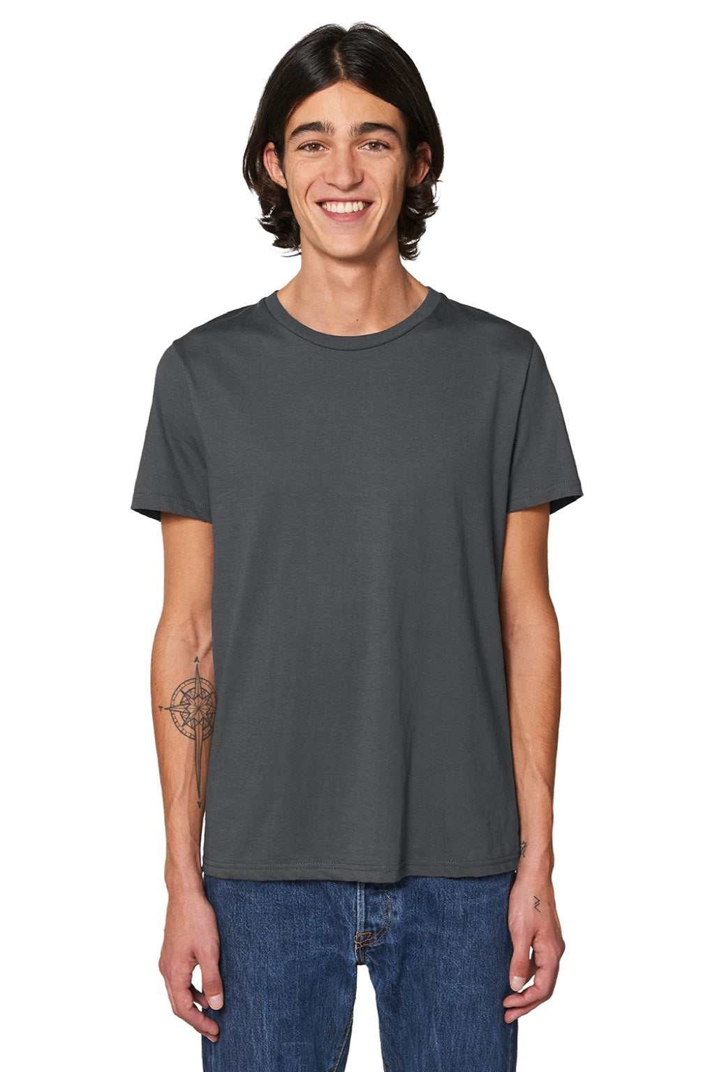 Stanley Stella SXU016 Mens Rocker Short Sleeve Crewneck T-Shirt Anthracite Grey Model Front