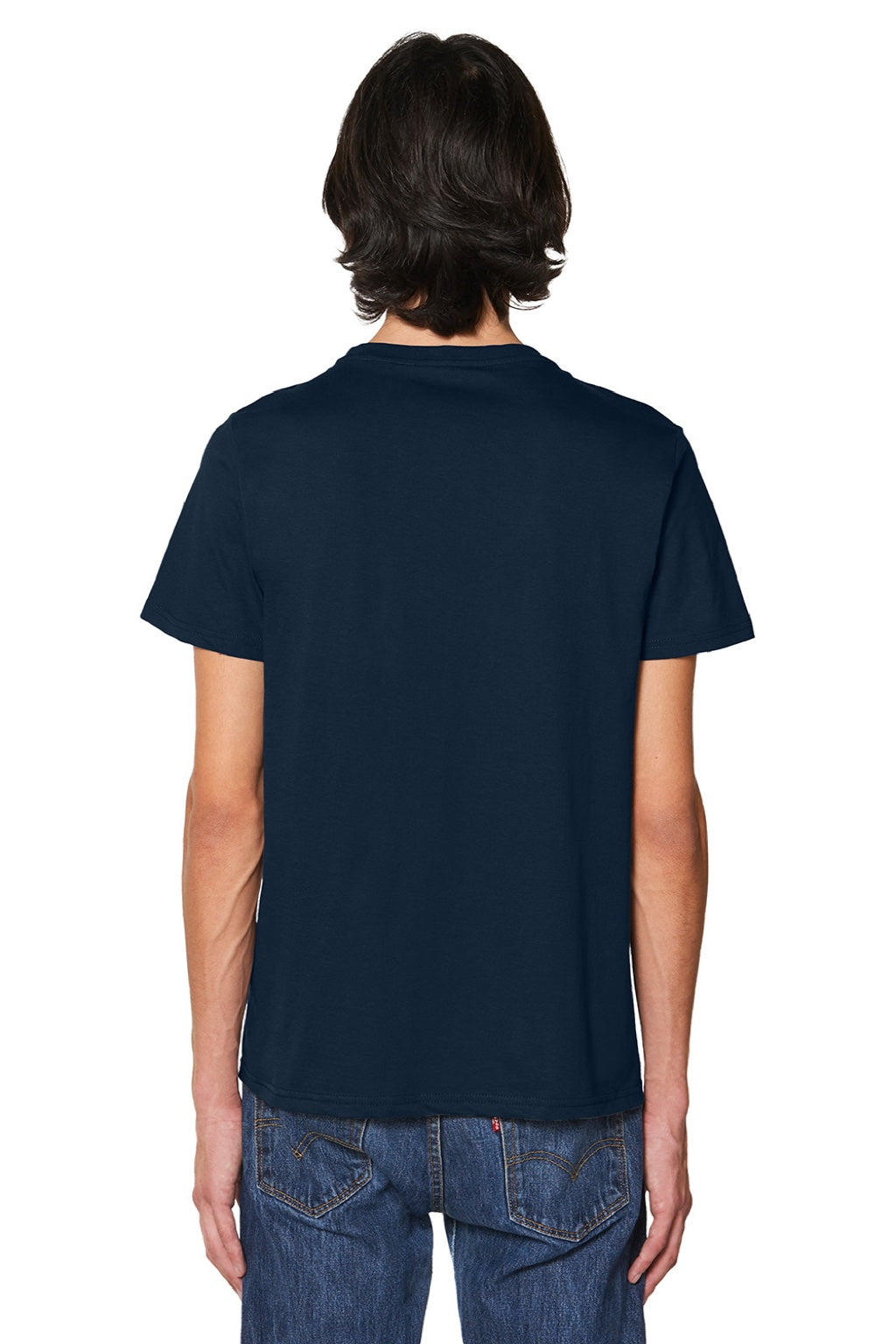 Stanley Stella SXU016 Mens Rocker Short Sleeve Crewneck T-Shirt French Navy Blue Model Back