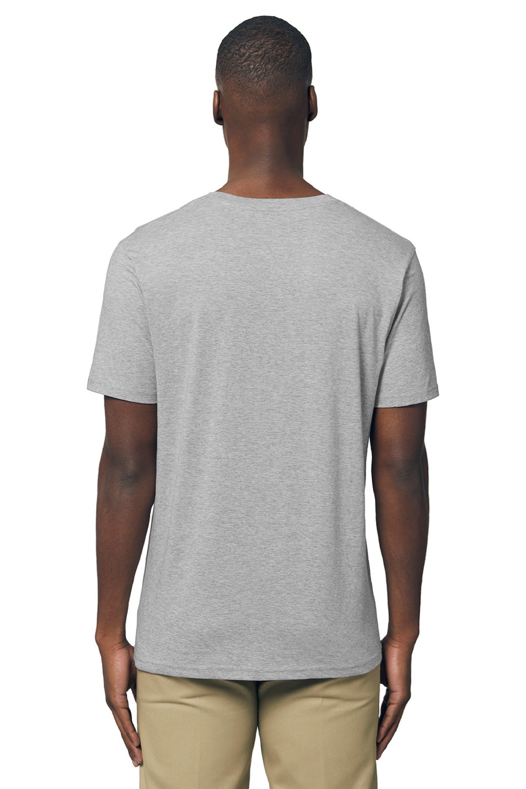 Stanley Stella SXU016 Mens Rocker Short Sleeve Crewneck T-Shirt Heather Grey Model Back