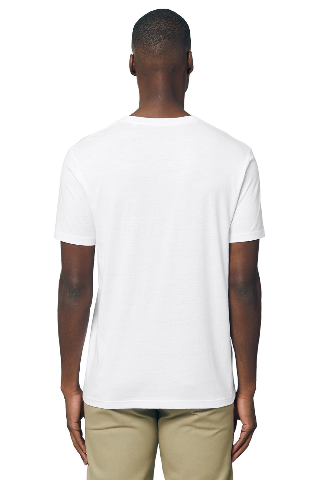 Stanley Stella SXU016 Mens Rocker Short Sleeve Crewneck T-Shirt White Model Back