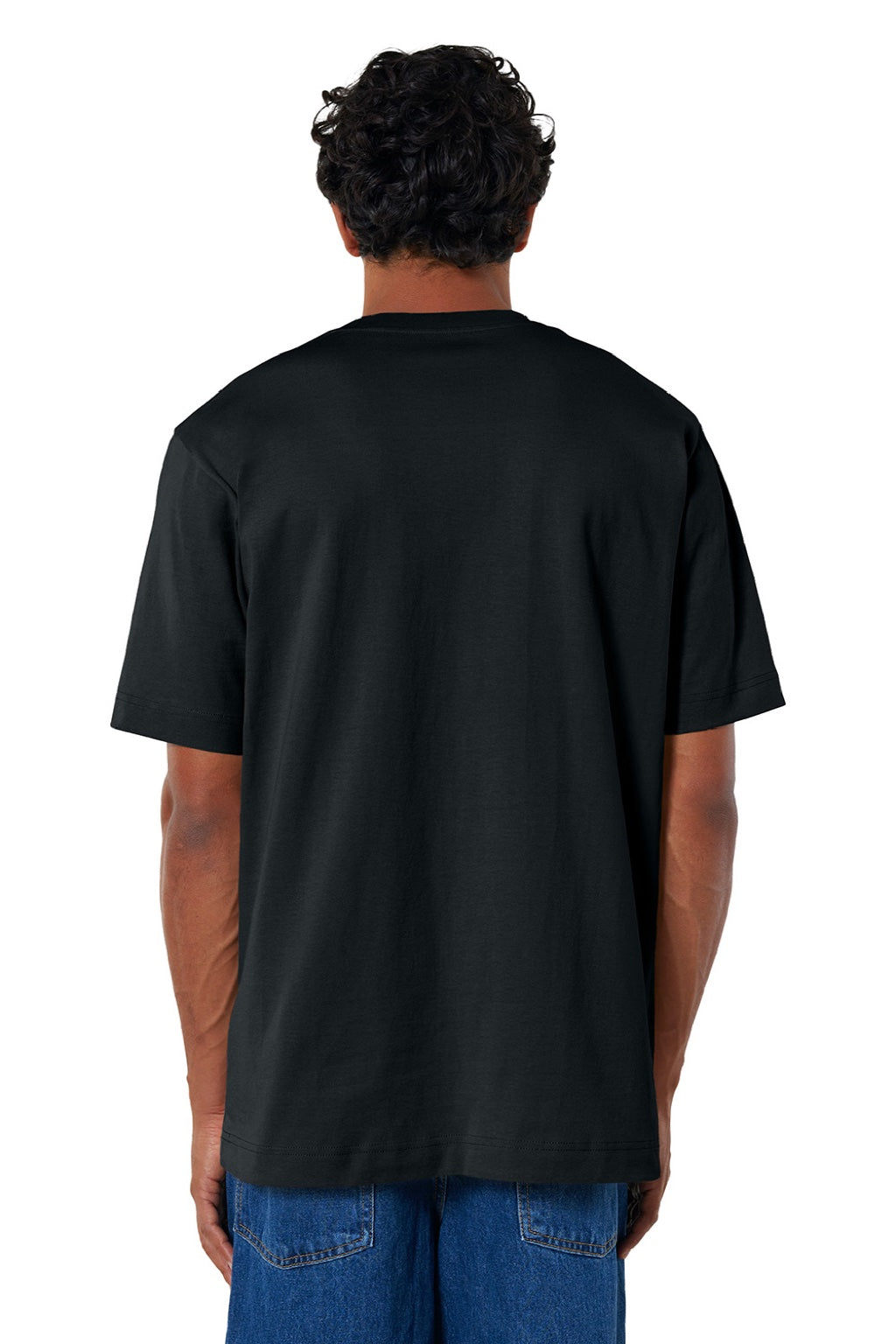 Stanley Stella SXU018 Mens Freestyler Heavyweight Short Sleeve Crewneck T-Shirt Black Model Back