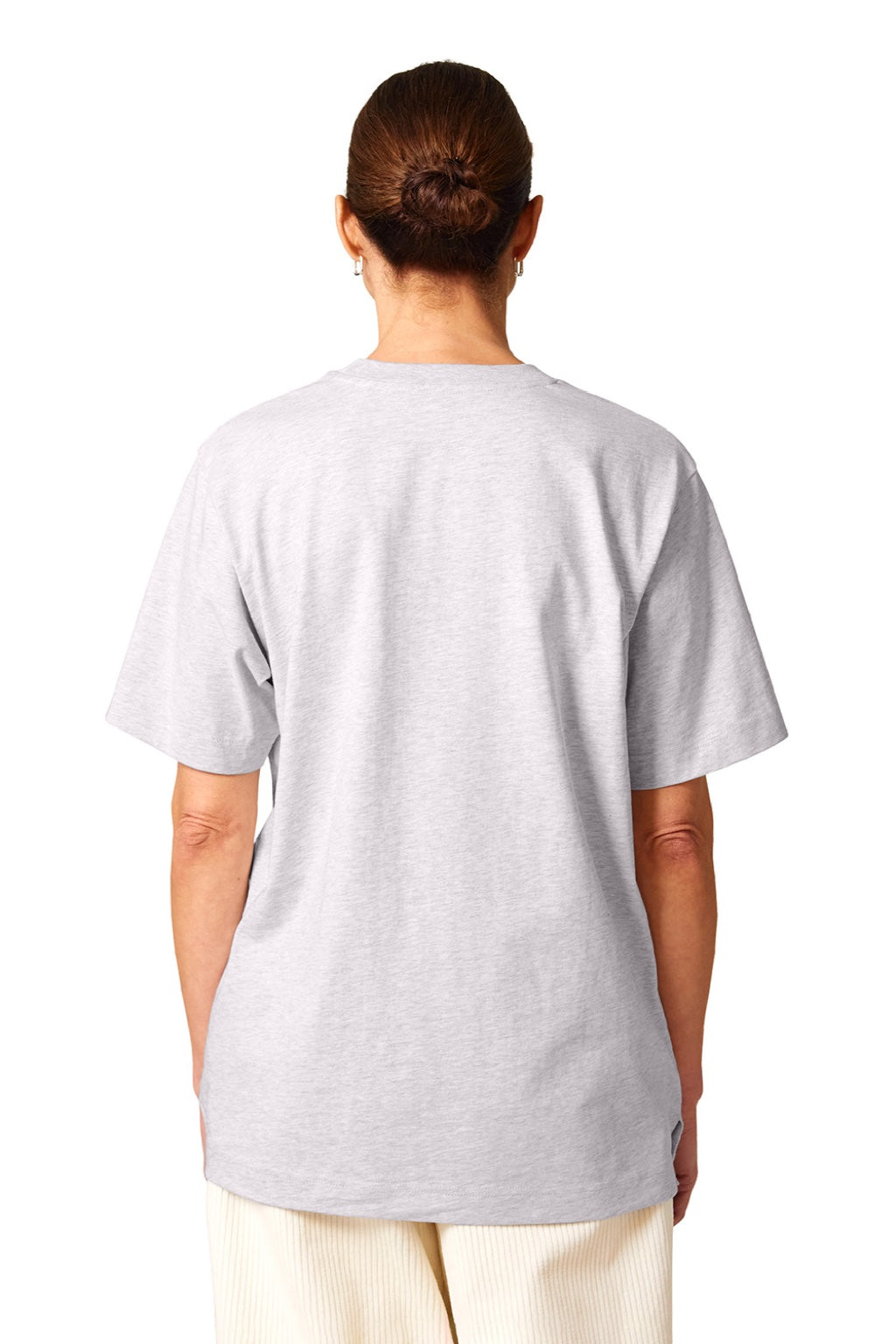 Stanley Stella SXU018 Mens Freestyler Heavyweight Short Sleeve Crewneck T-Shirt Heather Cool Grey Model Back