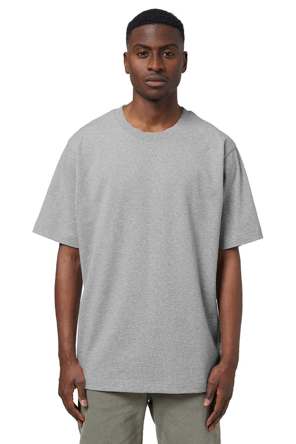 Stanley Stella SXU018 Mens Freestyler Heavyweight Short Sleeve Crewneck T-Shirt Heather Grey Model Front