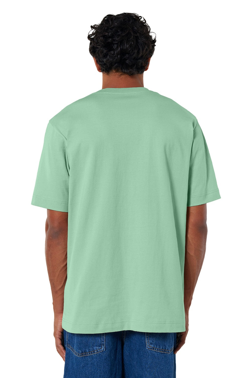 Stanley Stella SXU018 Mens Freestyler Heavyweight Short Sleeve Crewneck T-Shirt Misty Jade Green Model Back