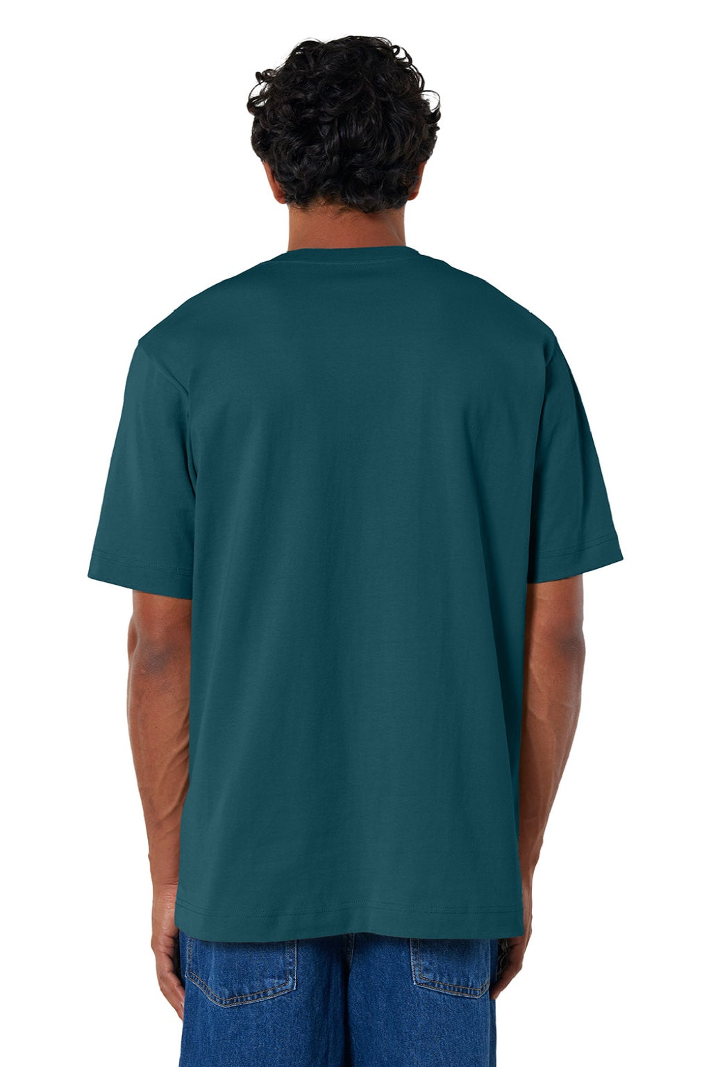 Stanley Stella SXU018 Mens Freestyler Heavyweight Short Sleeve Crewneck T-Shirt Stargazer Blue Model Back