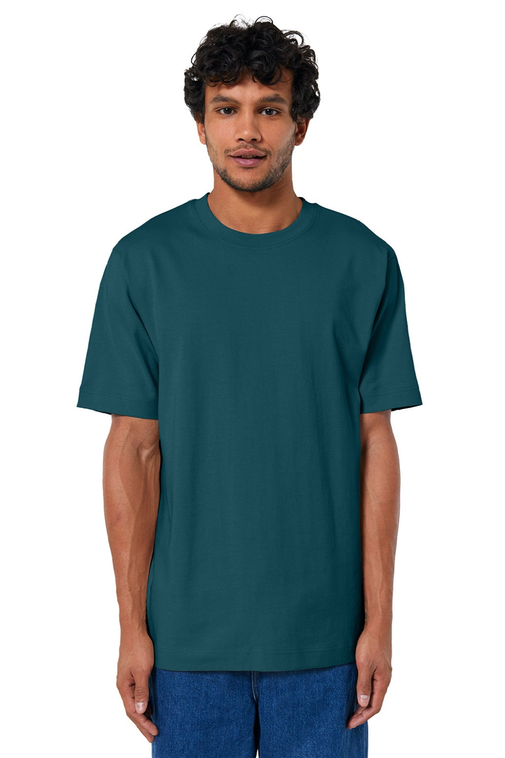 Stanley Stella SXU018 Mens Freestyler Heavyweight Short Sleeve Crewneck T-Shirt Stargazer Blue Model Front