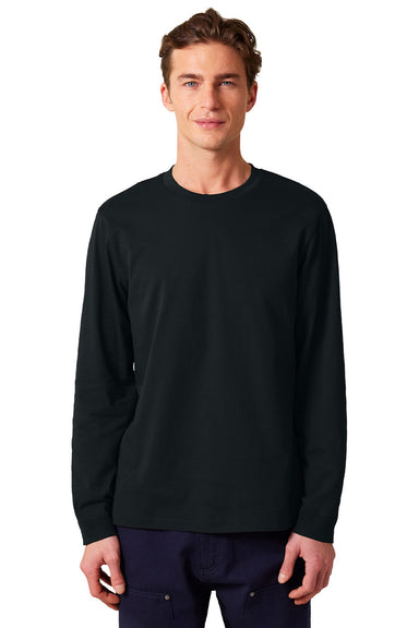 Stanley Stella SXU022 Mens Creator 2.0 Long Sleeve Crewneck T-Shirt Black Model Front