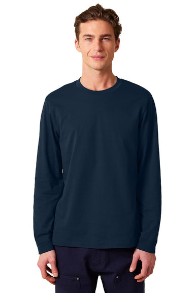 Stanley Stella SXU022 Mens Creator 2.0 Long Sleeve Crewneck T-Shirt French Navy Blue Model Front