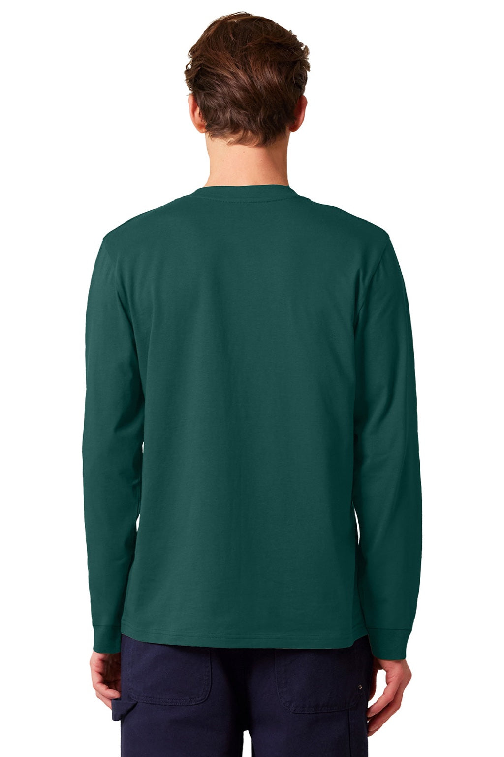 Stanley Stella SXU022 Mens Creator 2.0 Long Sleeve Crewneck T-Shirt Glazed Green Model Back