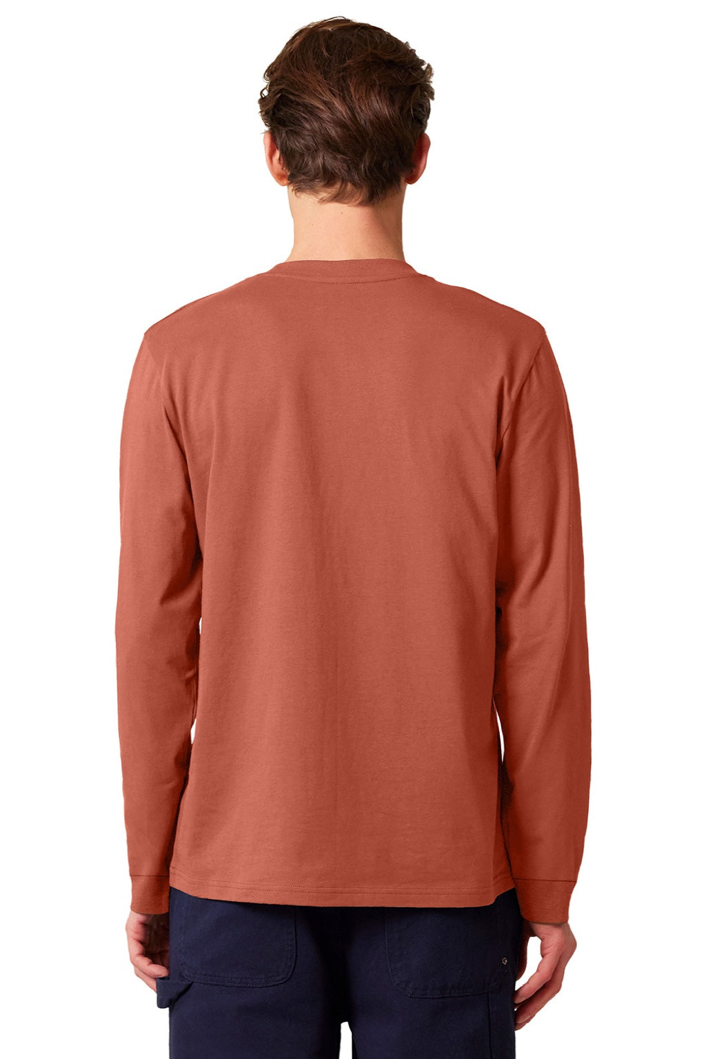 Stanley Stella SXU022 Mens Creator 2.0 Long Sleeve Crewneck T-Shirt Heritage Brown Model Back