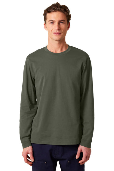 Stanley Stella SXU022 Mens Creator 2.0 Long Sleeve Crewneck T-Shirt Khaki Green Model Front