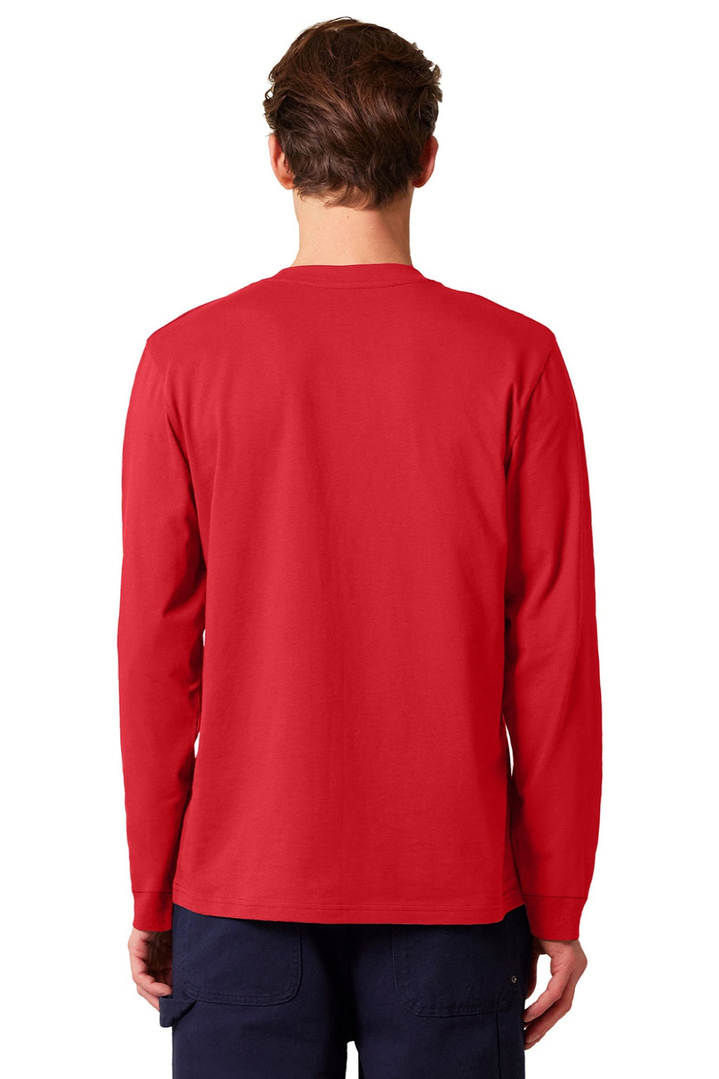 Stanley Stella SXU022 Mens Creator 2.0 Long Sleeve Crewneck T-Shirt Red Model Back