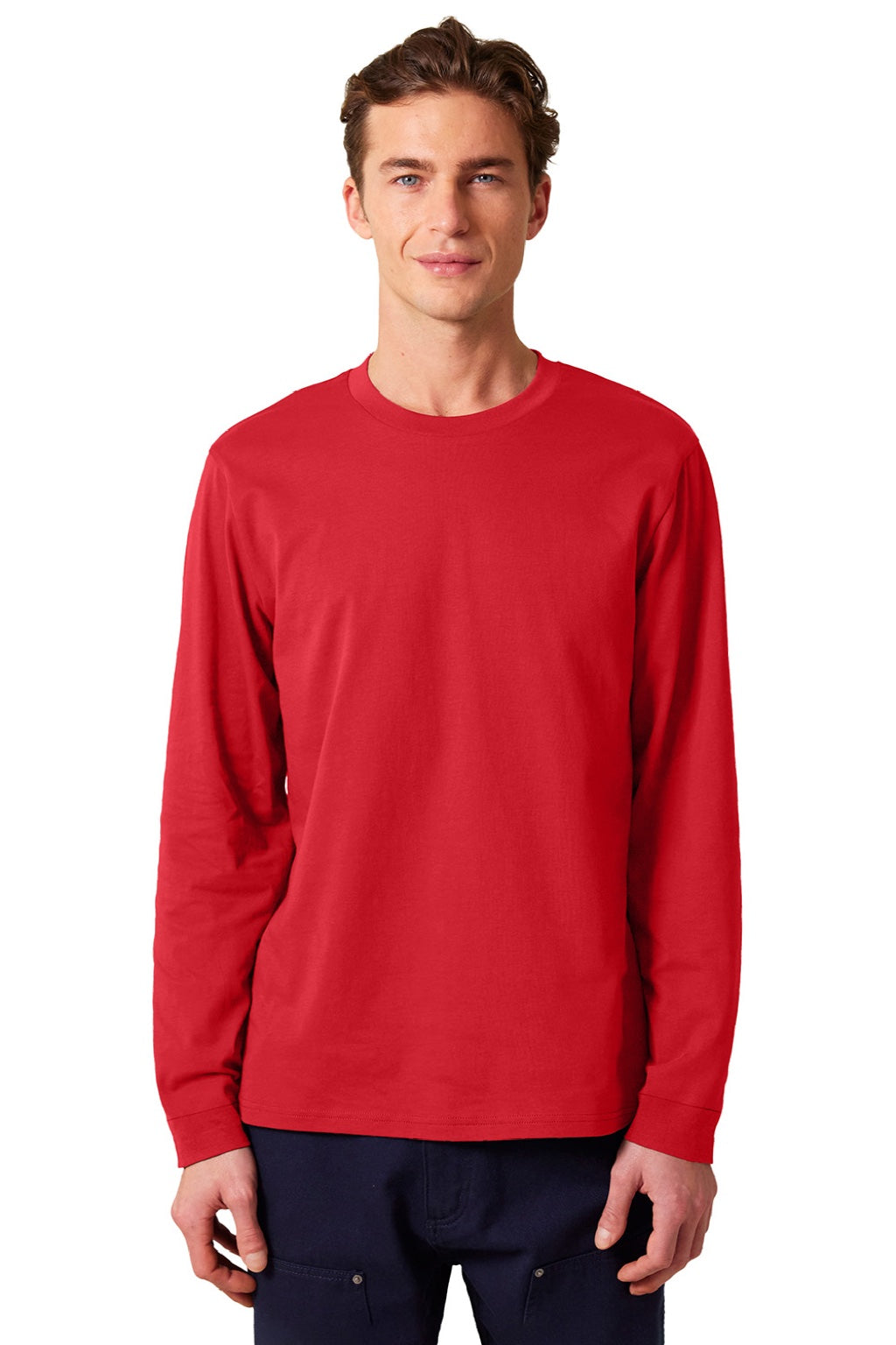 Stanley Stella SXU022 Mens Creator 2.0 Long Sleeve Crewneck T-Shirt Red Model Front