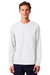 Stanley Stella SXU022 Mens Creator 2.0 Long Sleeve Crewneck T-Shirt White Model Front