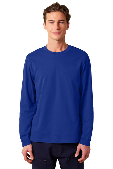 Stanley Stella SXU022 Mens Creator 2.0 Long Sleeve Crewneck T-Shirt Worker Blue Model Front