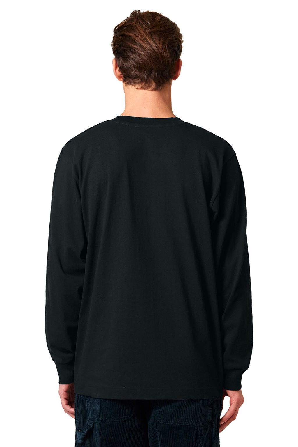 Stanley Stella SXU023 Mens Freestyler Long Sleeve Crewneck T-Shirt Black Model Back