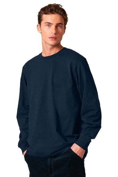 Stanley Stella SXU023 Mens Freestyler Long Sleeve Crewneck T-Shirt French Navy Blue Model Front