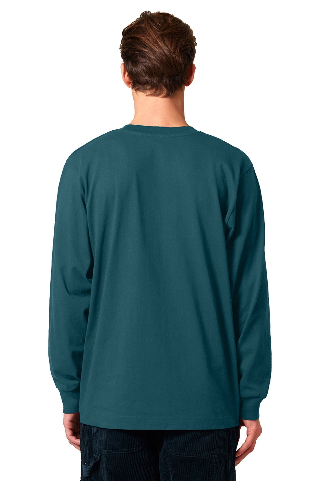 Stanley Stella SXU023 Mens Freestyler Long Sleeve Crewneck T-Shirt Stargazer Blue Model Back