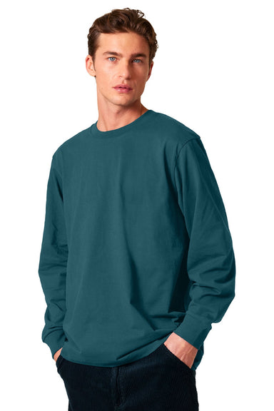Stanley Stella SXU023 Mens Freestyler Long Sleeve Crewneck T-Shirt Stargazer Blue Model Front