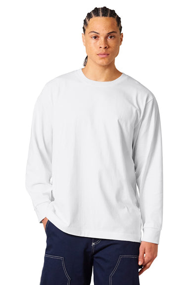 Stanley Stella SXU023 Mens Freestyler Long Sleeve Crewneck T-Shirt White Model Front