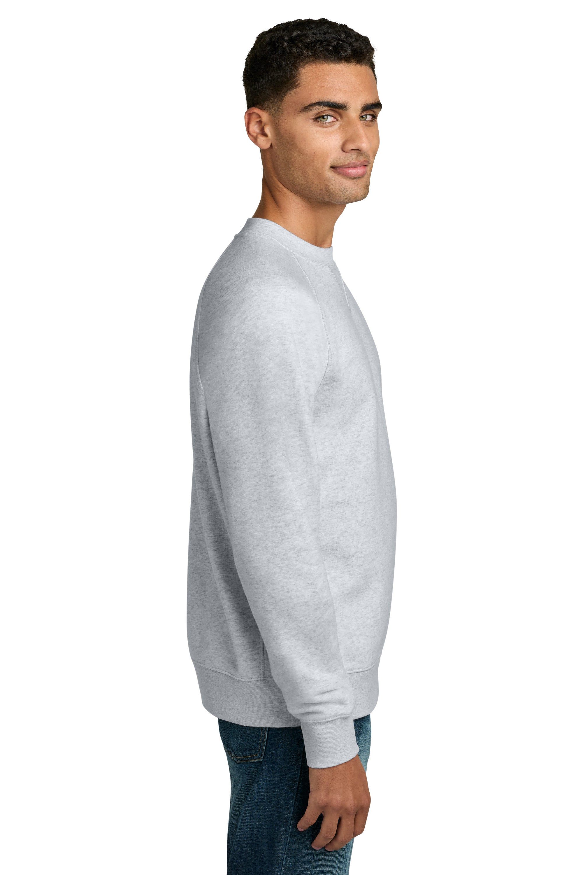 Stanley Stella SXU026 Mens Knoxer Crewneck Sweatshirt Heather Cool Grey Model Side