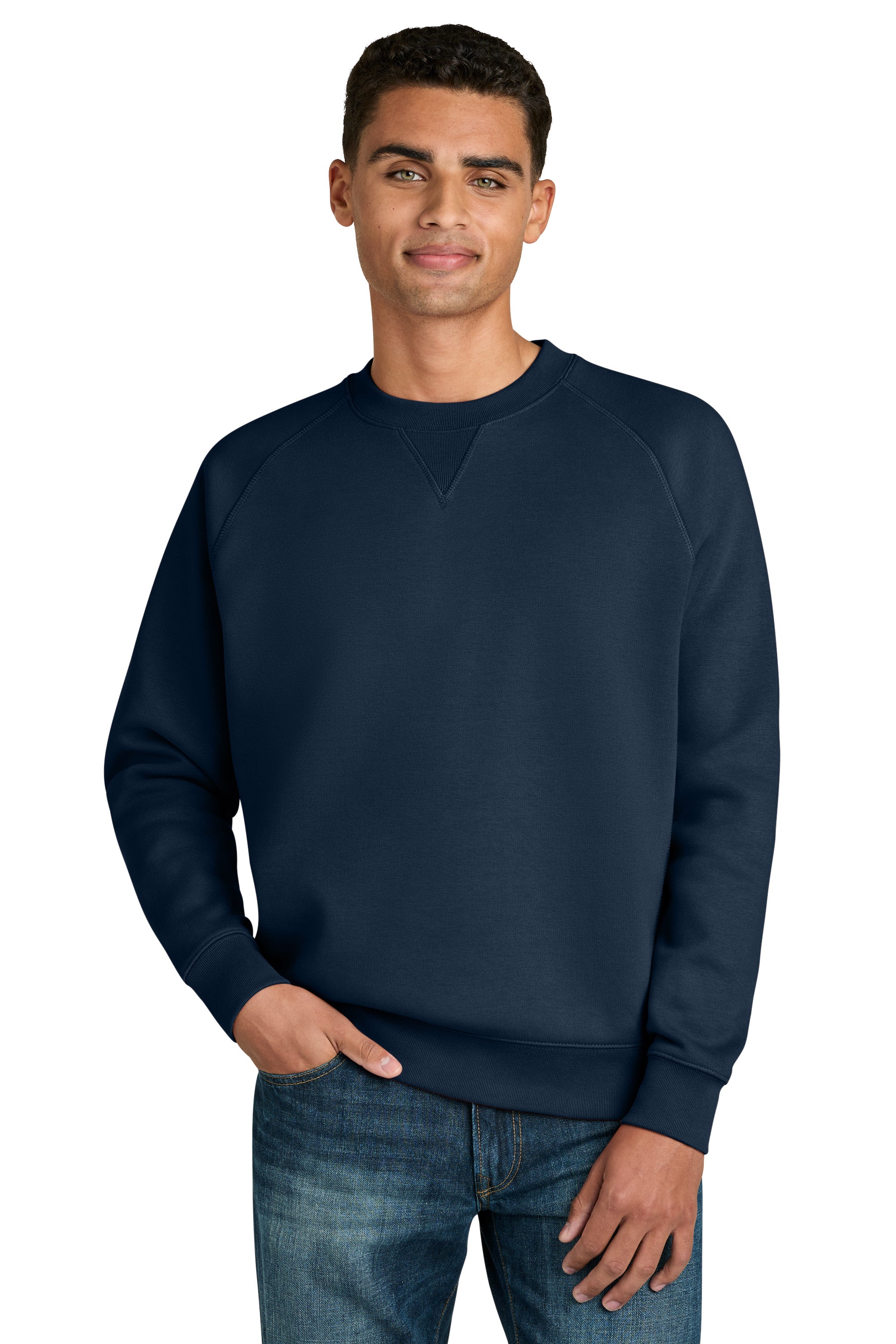 Stanley Stella SXU026 Mens Knoxer Crewneck Sweatshirt French Navy Blue Model Front