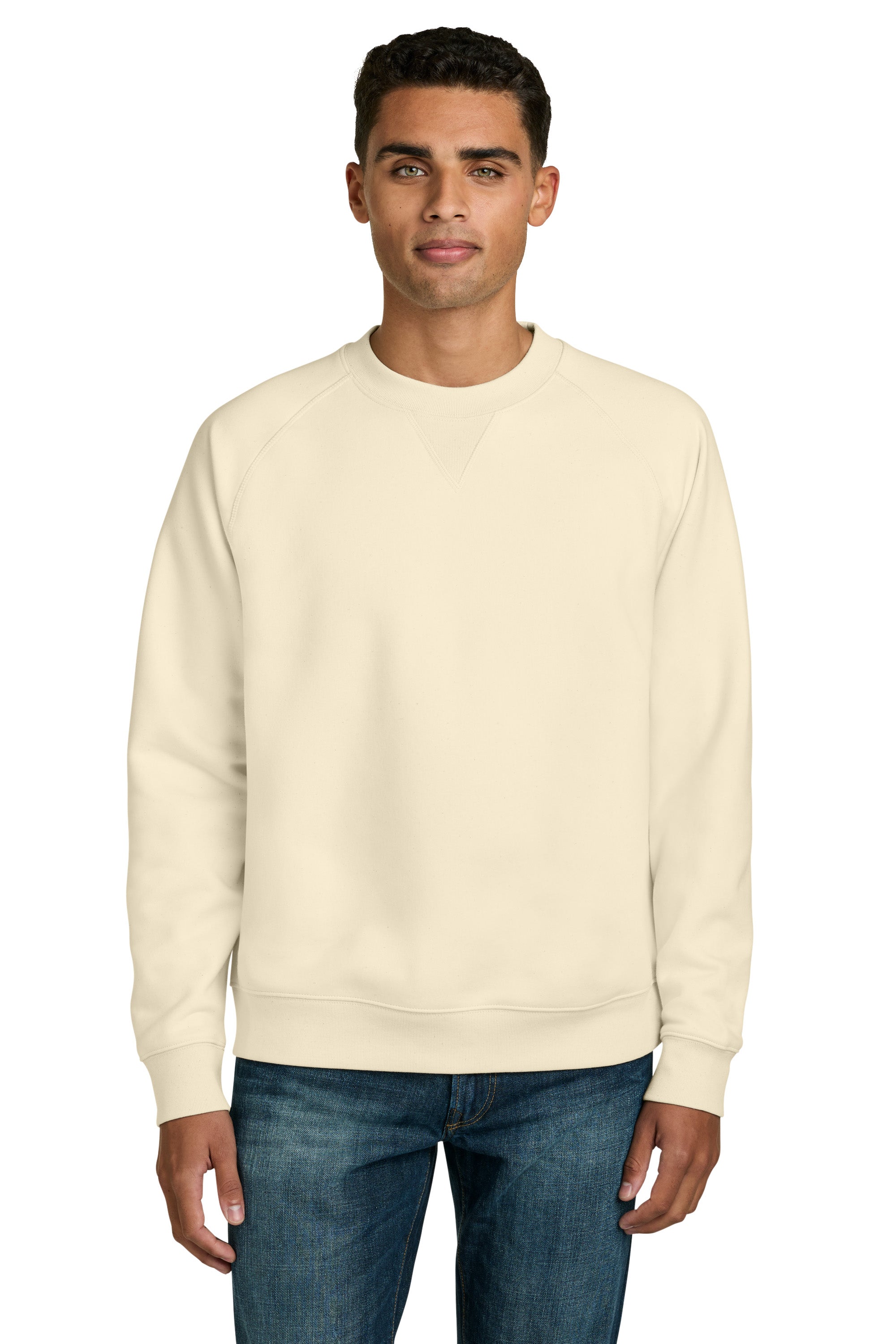 Stanley Stella SXU026 Mens Knoxer Crewneck Sweatshirt Natural Raw Model Front