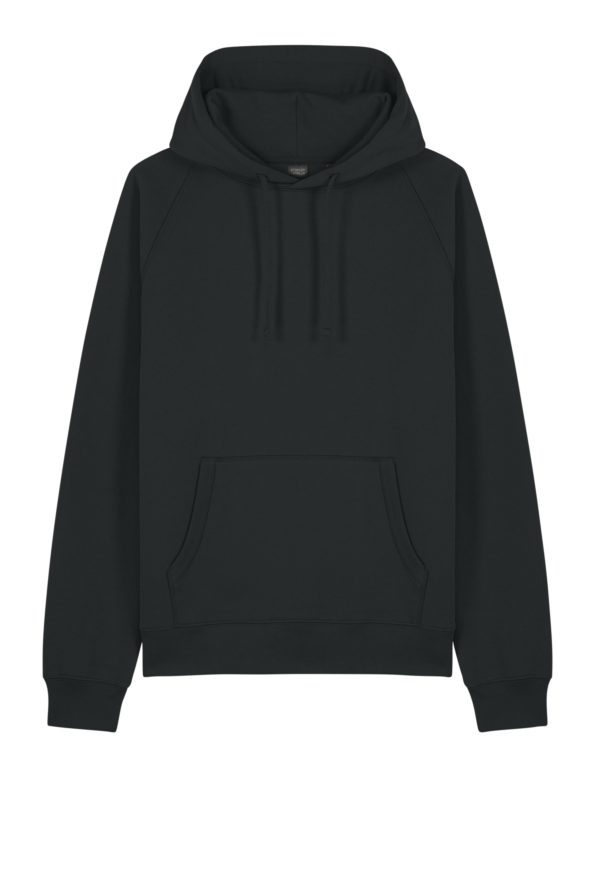 Stanley Stella SXU027 Mens Striker Hooded Sweatshirt Hoodie w/ Pouch Pocket Black Flat Front