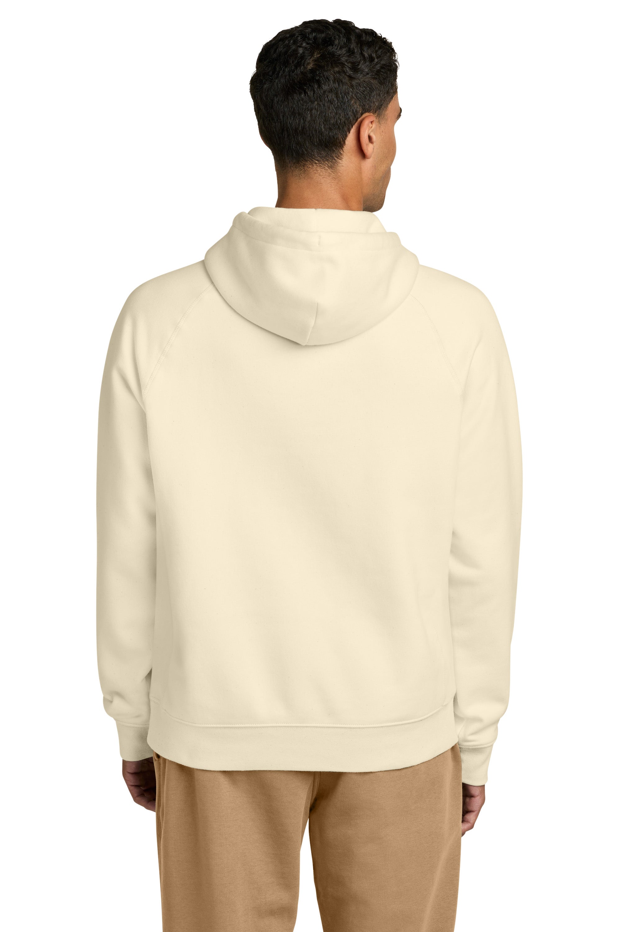 Stanley Stella SXU027 Mens Striker Hooded Sweatshirt Hoodie w/ Pouch Pocket Natural Raw Model Back