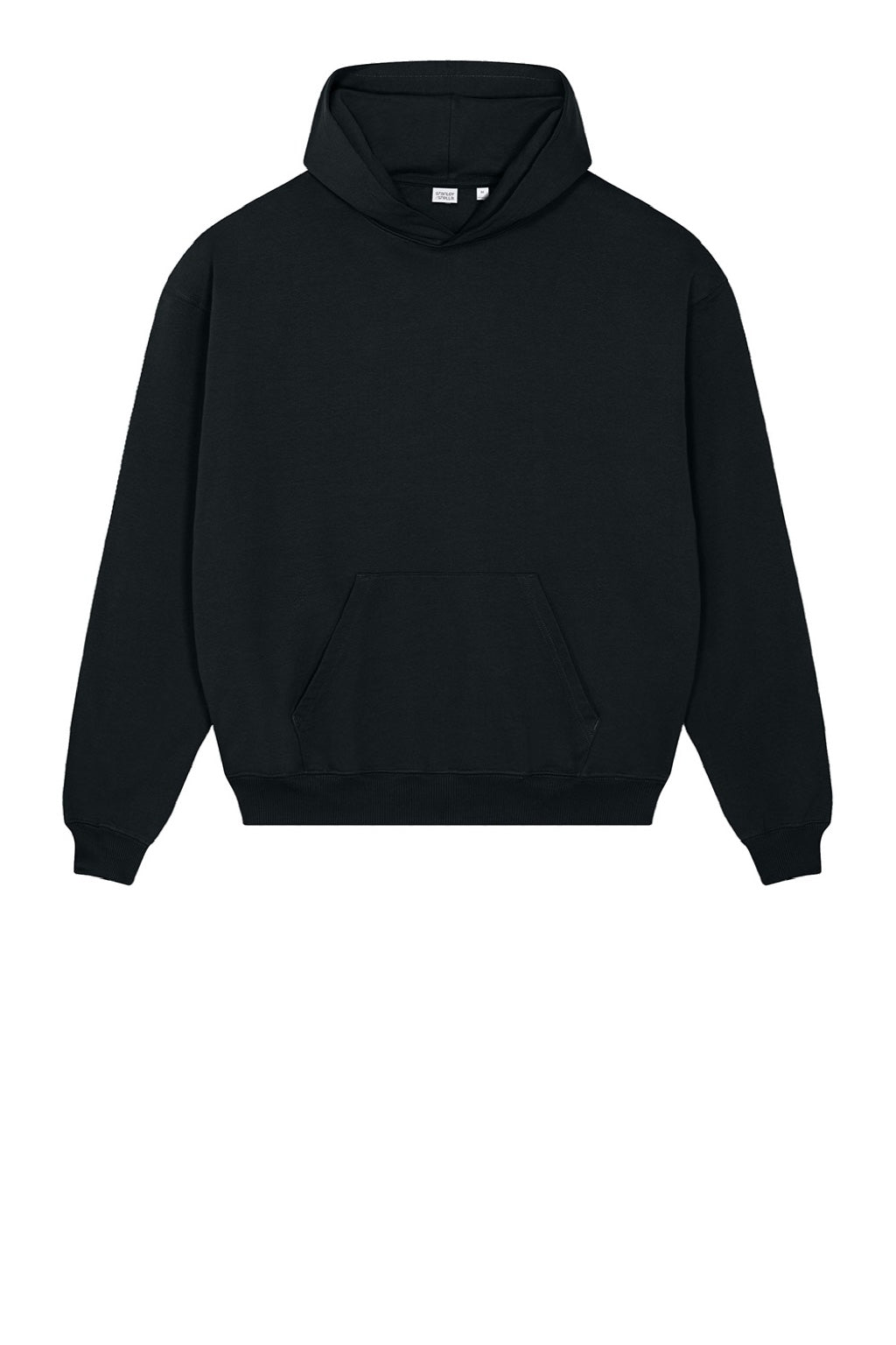 Stanley Stella SXU028 Mens Cooper Dry Hooded Sweatshirt Hoodie w/ Pouch Pocket Black Flat Front