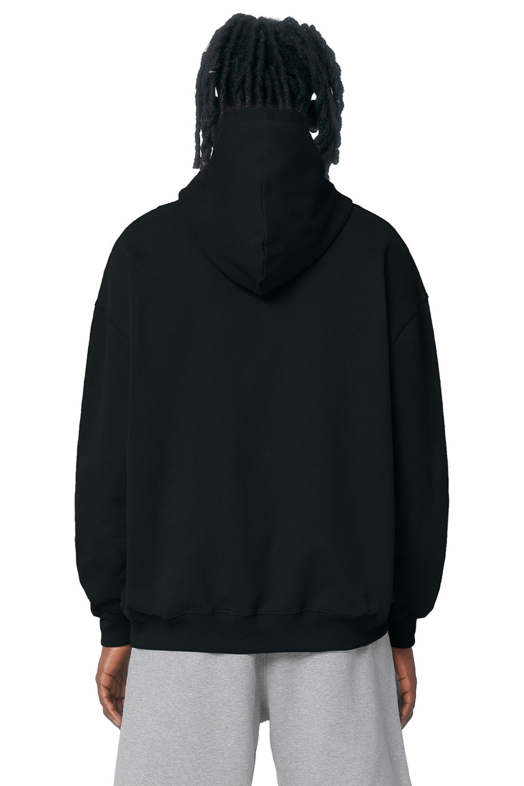 Stanley Stella SXU028 Mens Cooper Dry Hooded Sweatshirt Hoodie w/ Pouch Pocket Black Model Back