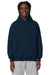 Stanley Stella SXU028 Mens Cooper Dry Hooded Sweatshirt Hoodie w/ Pouch Pocket French Navy Blue Model Front