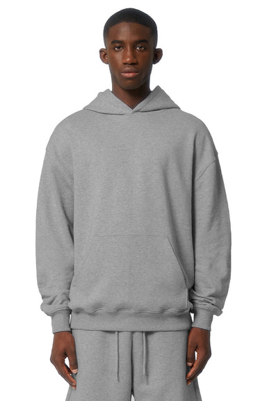 Stanley Stella SXU028 Mens Cooper Dry Hooded Sweatshirt Hoodie w/ Pouch Pocket Heather Grey Model Front