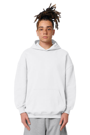 Stanley Stella SXU028 Mens Cooper Dry Hooded Sweatshirt Hoodie w/ Pouch Pocket White Model Front