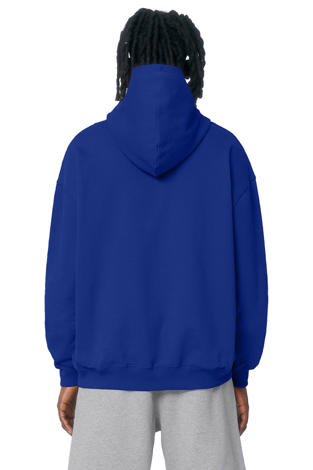 Stanley Stella SXU028 Mens Cooper Dry Hooded Sweatshirt Hoodie w/ Pouch Pocket Worker Blue Model Back
