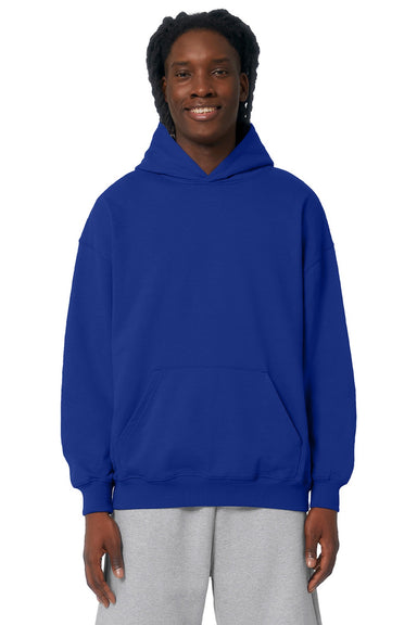 Stanley Stella SXU028 Mens Cooper Dry Hooded Sweatshirt Hoodie w/ Pouch Pocket Worker Blue Model Front