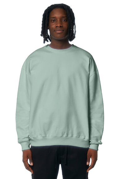 Stanley Stella SXU029 Mens Ledger Dry Crewneck Sweatshirt Aloe Green Model Front