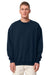 Stanley Stella SXU029 Mens Ledger Dry Crewneck Sweatshirt French Navy Blue Model Front