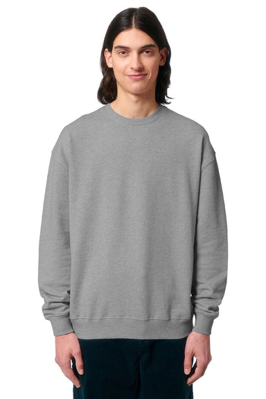 Stanley Stella SXU029 Mens Ledger Dry Crewneck Sweatshirt Heather Grey Model Front