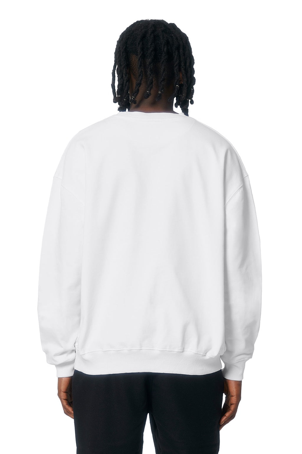 Stanley Stella SXU029 Mens Ledger Dry Crewneck Sweatshirt White Model Back