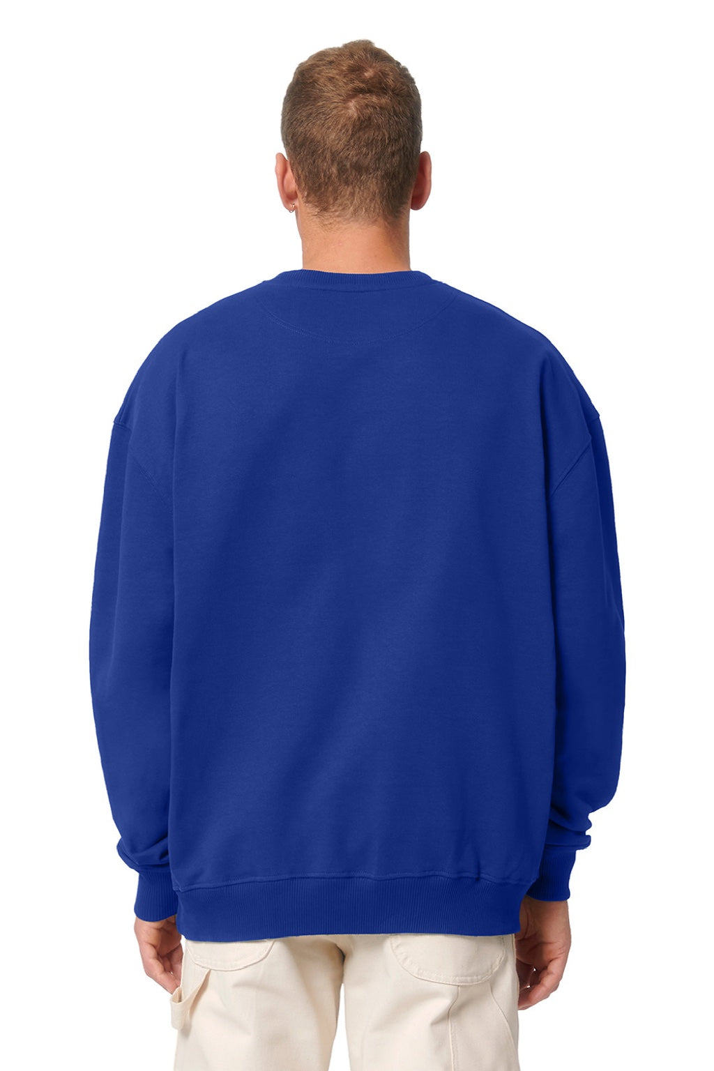 Stanley Stella SXU029 Mens Ledger Dry Crewneck Sweatshirt Worker Blue Model Back