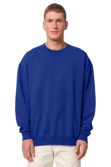 Stanley Stella SXU029 Mens Ledger Dry Crewneck Sweatshirt Worker Blue Model Front