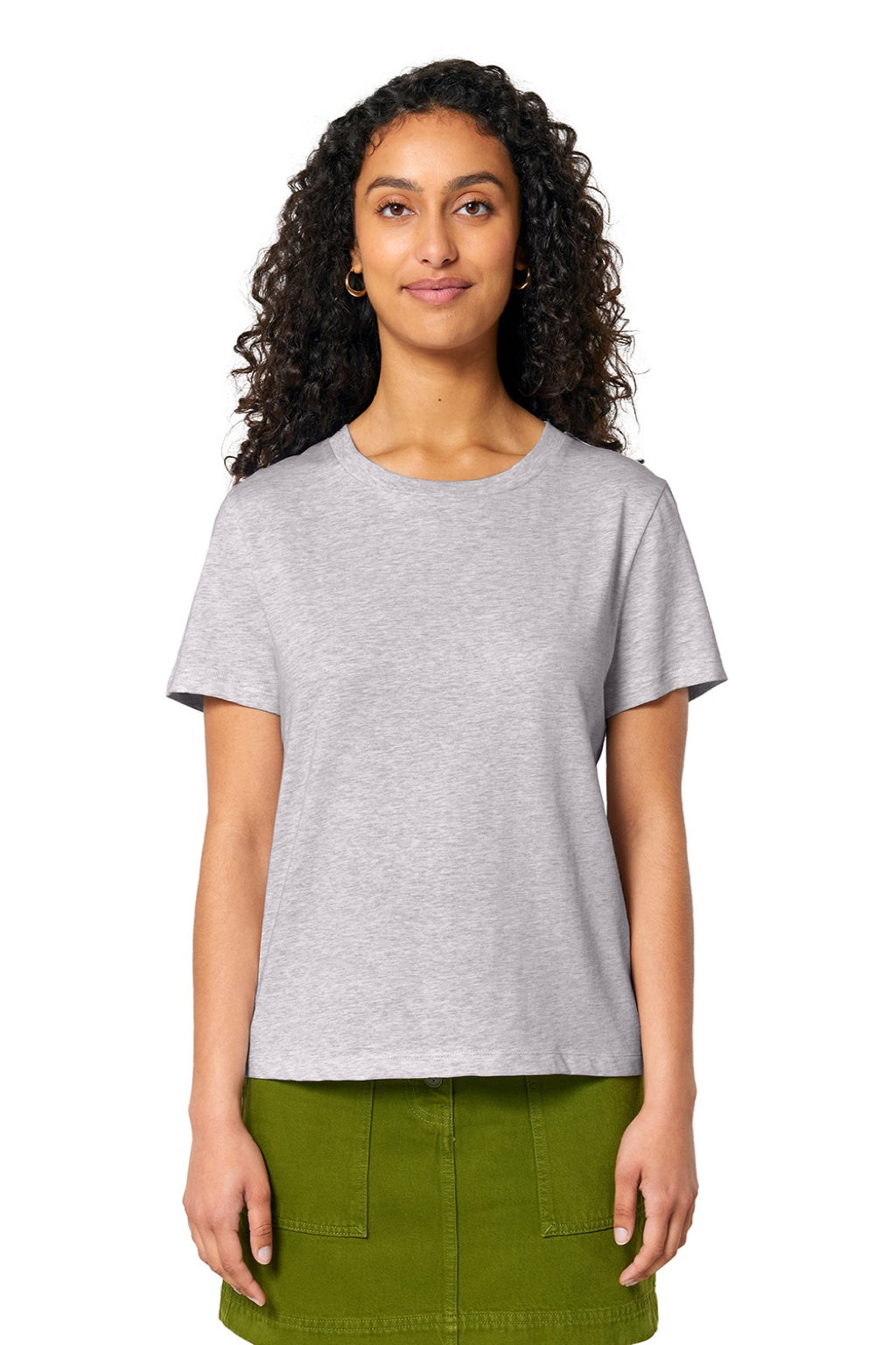 Stanley Stella SXW002 Womens Muser Short Sleeve Crewneck T-Shirt Heather Cool Grey Model Front