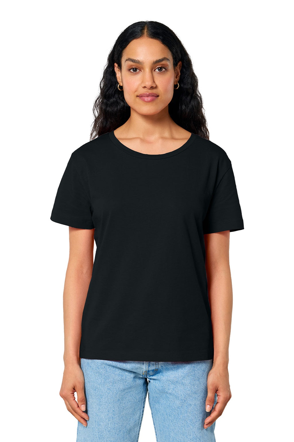 Stanley Stella SXW008 Womens Serena Short Sleeve Scoop Neck T-Shirt Black Model Front