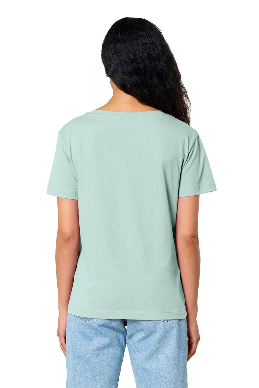 Stanley Stella SXW008 Womens Serena Short Sleeve Scoop Neck T-Shirt Caribbean Blue Model Back