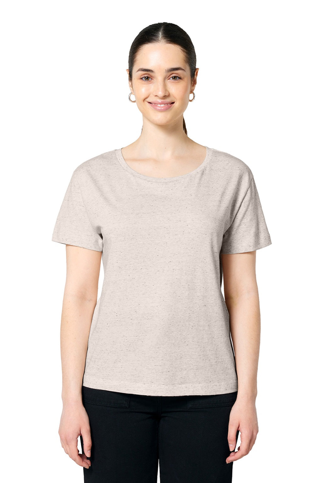 Stanley Stella SXW008 Womens Serena Short Sleeve Scoop Neck T-Shirt Heather Eco Model Front