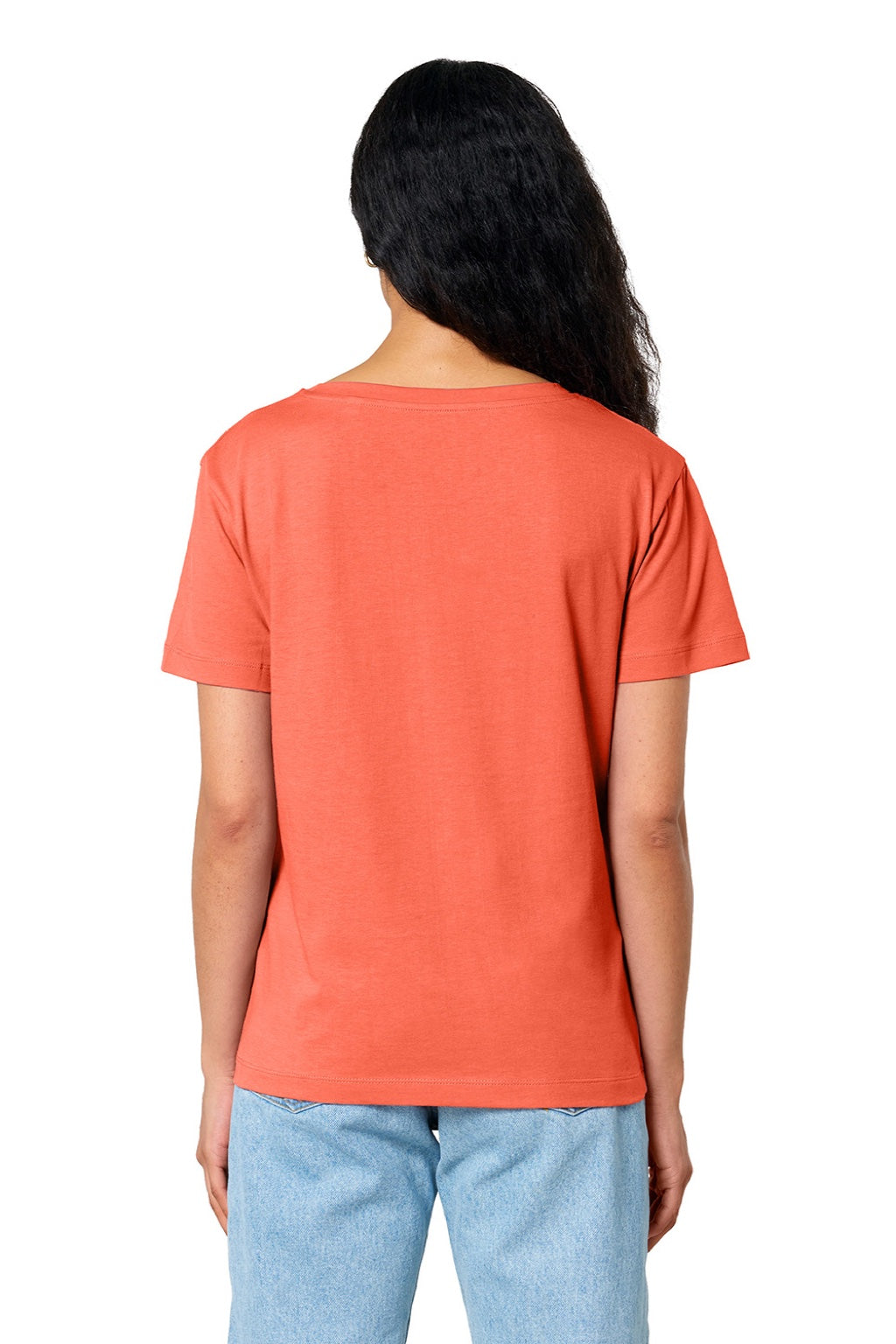 Stanley Stella SXW008 Womens Serena Short Sleeve Scoop Neck T-Shirt Fiesta Orange Model Back