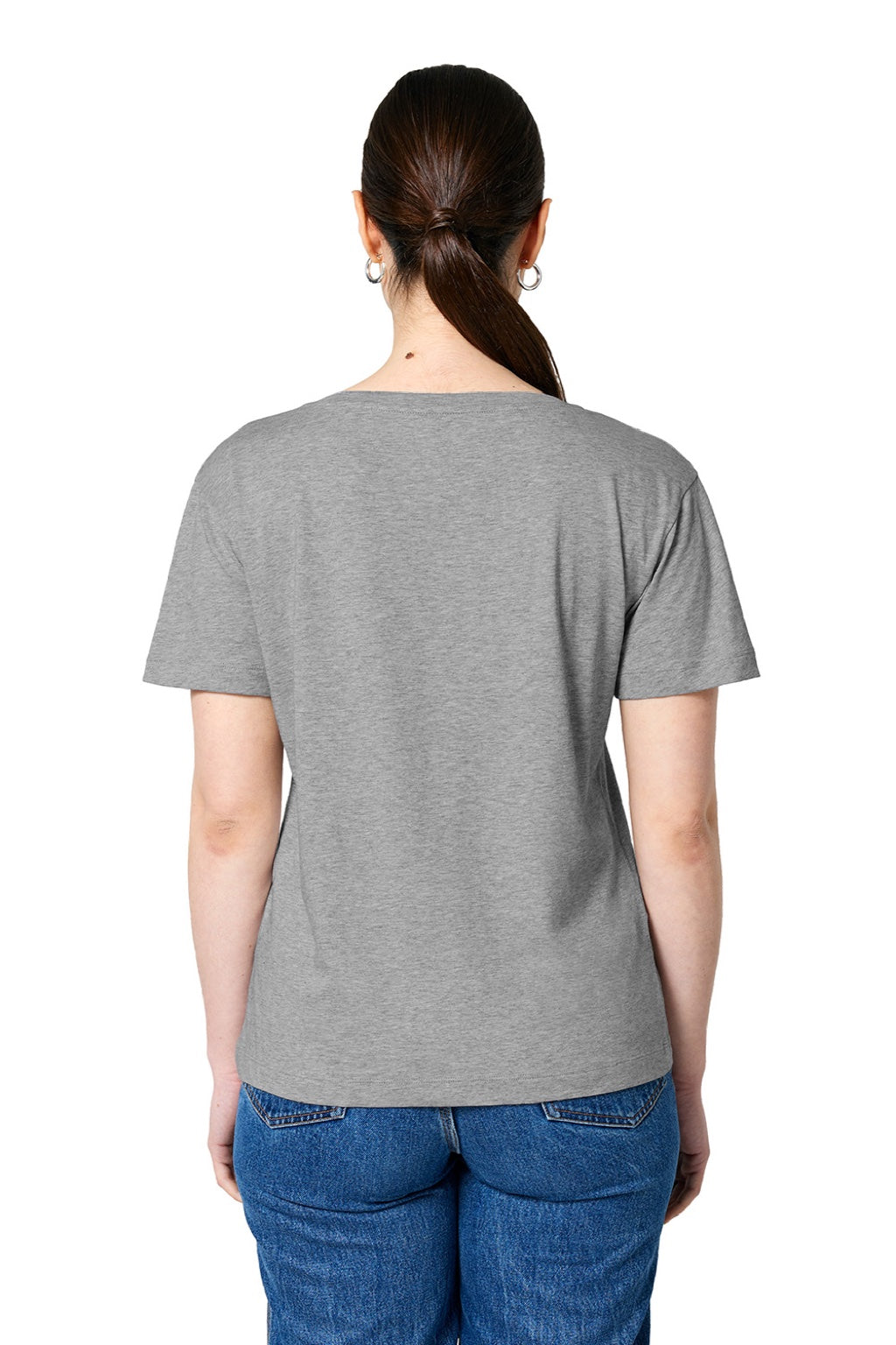 Stanley Stella SXW008 Womens Serena Short Sleeve Scoop Neck T-Shirt Heather Grey Model Back