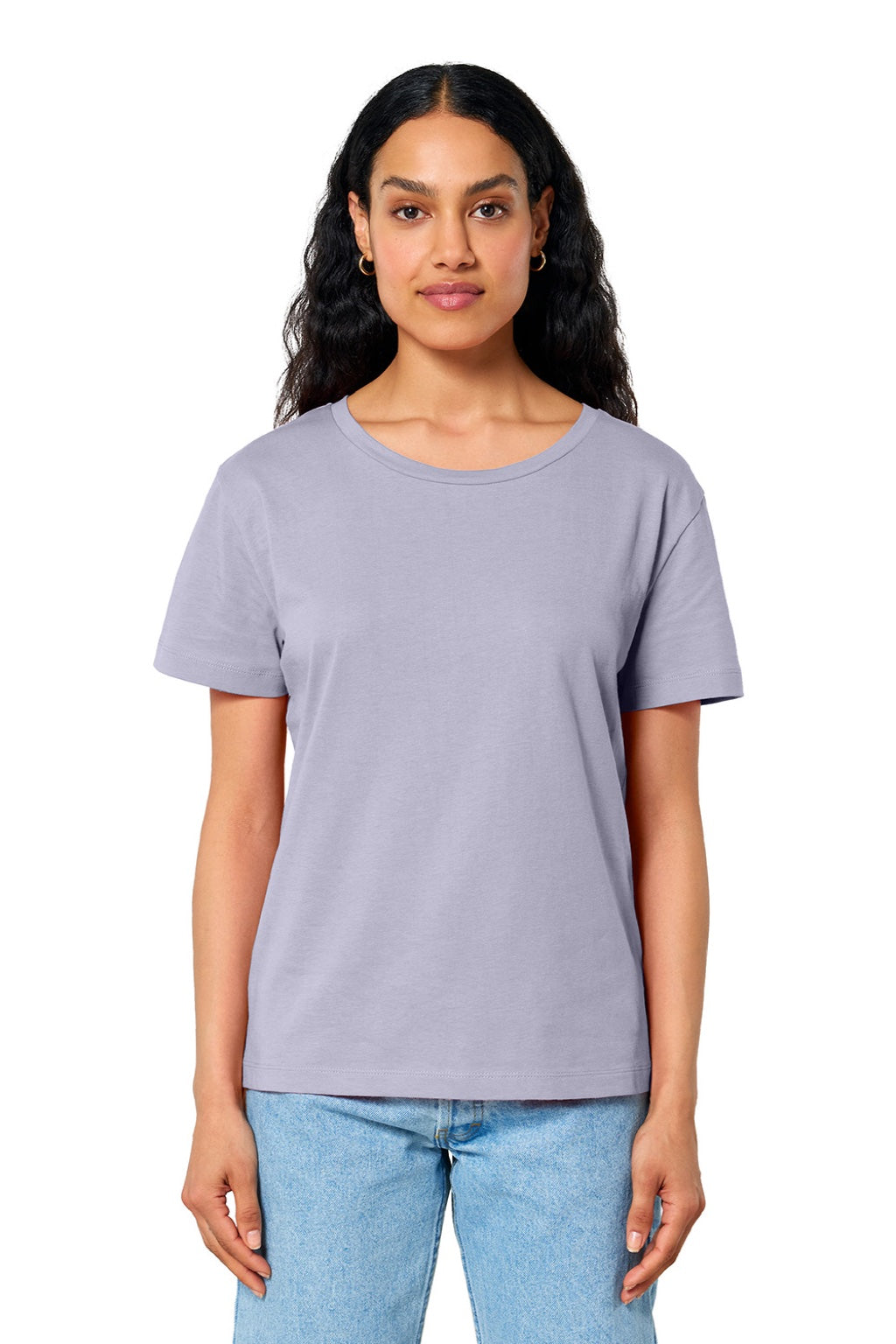 Stanley Stella SXW008 Womens Serena Short Sleeve Scoop Neck T-Shirt Lavender Purple Model Front