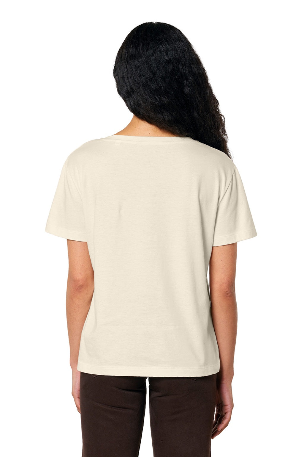 Stanley Stella SXW008 Womens Serena Short Sleeve Scoop Neck T-Shirt Natural Raw Model Back